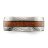 Lex & Lu Damascus Steel Polished with Wood Inlay 8mm Band Ring- 3 - Lex & Lu