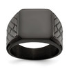 Lex & Lu Stainless Steel Polished Black IP-plated Brick Design Signet Ring - Lex & Lu