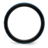 Lex & Lu Stainless Steel Brushed and Polished Black/Blue IP-plated 8mm Band Ring- 2 - Lex & Lu