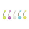 Lex & Lu Set of 5 Steel Curved Barbell Glow Acrylic Navel Belly Button Ring 14G-Lex & Lu