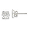 Lex & Lu Sterling Silver 7mm Square CZ 4 Prong Stud Earrings LAL25157 - Lex & Lu