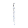 Lex & Lu Steel Belly Ring 14 Gauge 7/16" Long w/ Gem Design Dangle--DD111 Blue-Lex & Lu