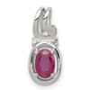 Lex & Lu Sterling Silver w/Rhodium Diamond & Ruby Oval Pendant LAL25389 - Lex & Lu