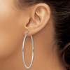 Lex & Lu Sterling Silver w/Rhodium 2.00mm D/C Hoop Earrings LAL25548 - 3 - Lex & Lu