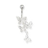 Lex & Lu Steel Belly Ring 14 Gauge 7/16" Long w/Fancy Dangle Clear-Lex & Lu