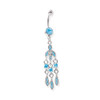 Lex & Lu Steel Belly Ring 14 Gauge 7/16" Long w/Dangle-186 Blue-Lex & Lu