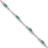 Lex & Lu Sterling Silver Emerald and Diamond Bracelet 7'' - Lex & Lu