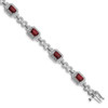 Lex & Lu Sterling Silver Diamond & Garnet Bracelet 7'' - Lex & Lu