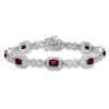 Lex & Lu Sterling Silver Diamond & Garnet Bracelet 7'' - 4 - Lex & Lu