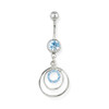 Lex & Lu Steel Belly Ring 14 Gauge 7/16" w/Dangle Circles Blue-Lex & Lu