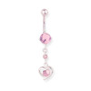 Lex & Lu Steel Belly Ring 14 Gauge w/Fancy Gem Dangle CD295-PK-Lex & Lu