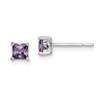 Lex & Lu Sterling Silver Polished Purple CZ Post Earrings LAL35955 - Lex & Lu