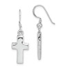 Lex & Lu Sterling Silver Polished Cross Dangle Shepherd Hook Earrings LAL36067 - Lex & Lu