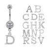 Lex & Lu Steel Gem Navel Belly Button Ring Body Piercing w/CZ Dangle-GAD101-Lex & Lu