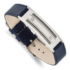 Lex & Lu Chisel Stainless Steel Blue Leather w/Wire Adj. Buckle Bracelet 8.25'' - Lex & Lu