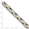 Lex & Lu Chisel Stainless Steel 14k Yellow Inlay Bracelet 8'' - 4 - Lex & Lu