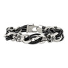 Lex & Lu Chisel Stainless Steel Polished Skulls/Roses Leather Bracelet 8'' - 4 - Lex & Lu