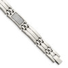 Lex & Lu Chisel Stainless Steel Polished Grey Carbon Fiber Bracelet 8.5'' - Lex & Lu