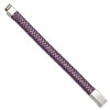 Lex & Lu Chisel Stainless Steel Metallic Purple Woven Leather Bracelet 7.5'' - 3 - Lex & Lu