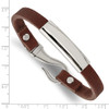 Lex & Lu Chisel Stainless Steel ID & Reddish Brown Leather Bracelet 8.5'' - 3 - Lex & Lu