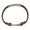 Lex & Lu Chisel Stainless Steel ID & Reddish Brown Leather Bracelet 8.5'' - 4 - Lex & Lu