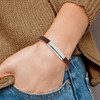 Lex & Lu Chisel Stainless Steel ID & Reddish Brown Leather Bracelet 8.5'' - 5 - Lex & Lu