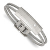 Lex & Lu Chisel Stainless Steel Polished and Brushed CZ Wire Bracelet 41'' - Lex & Lu