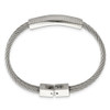Lex & Lu Chisel Stainless Steel Polished and Brushed CZ Wire Bracelet 41'' - 3 - Lex & Lu