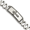 Lex & Lu Chisel Stainless Steel Polished and Antiqued Cross Bracelet 48'' - Lex & Lu