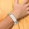 Lex & Lu Chisel Stainless Steel Polished and Antiqued Curb ID Link Bracelet 45'' - 6 - Lex & Lu