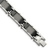 Lex & Lu Chisel Stainless Steel/Ceramic Black Polished Mesh Bracelet 8.25'' - Lex & Lu