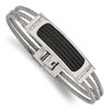 Lex & Lu Chisel Stainless Steel Black Plated .15ct tw. Diamond Bracelet 48'' - Lex & Lu