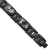 Lex & Lu Chisel Stainless Steel Polished Black Plated Camoflage Bracelet 8.5'' - Lex & Lu