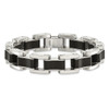 Lex & Lu Chisel Stainless Steel Polished Black Rubber Bracelet 8.5'' - 4 - Lex & Lu