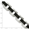 Lex & Lu Chisel Stainless Steel Polished Black Rubber Bracelet 8.5'' - 5 - Lex & Lu