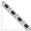 Lex & Lu Chisel Stainless Steel Black Rubber Cross Adjustable Bracelet 8.5'' - 5 - Lex & Lu