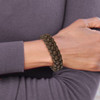 Lex & Lu Chisel Stainless Steel Polished Woven Brown Leather Bracelet 8.75'' - 6 - Lex & Lu