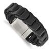 Lex & Lu Chisel Stainless Steel Brushed Black Leather Bracelet 8.25'' LAL37726 - Lex & Lu