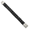 Lex & Lu Chisel Stainless Steel Brushed Black Leather Bracelet 8.25'' LAL37726 - 3 - Lex & Lu