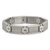 Lex & Lu Chisel Stainless Steel Antiqued Brushed CZ Bracelet 8.25'' - 4 - Lex & Lu