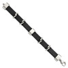 Lex & Lu Chisel Stainless Steel Polished Black Leather Bracelet 8.5'' LAL37744 - 3 - Lex & Lu