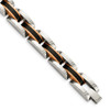 Lex & Lu Chisel Stainless Steel w/Blk & Rose Plated Link Bracelet 9'' - Lex & Lu