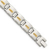 Lex & Lu Chisel Stainless Steel Polished w/14k Gold D/C Link Bracelet 8'' - Lex & Lu