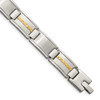Lex & Lu Chisel Stainless Steel w/14k Gold Link Bracelet 8.75'' LAL37790 - Lex & Lu