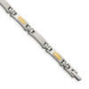 Lex & Lu Chisel Stainless Steel w/14k Polished & Brushed Link Bracelet 8.25'' - Lex & Lu