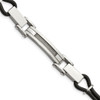 Lex & Lu Chisel Stainless Steel Polished w/Wire Inlay & PU Cord Bracelet 9'' - Lex & Lu