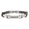 Lex & Lu Chisel Stainless Steel Polished w/Wire Inlay & PU Cord Bracelet 9'' - 4 - Lex & Lu