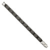 Lex & Lu Chisel Stainless Steel Blk Plated w/Black Carbon Fiber & CZ Bracelet - 3 - Lex & Lu