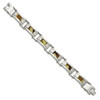 Lex & Lu Chisel Stainless Steel Satin Brown Camo Fabric Inlay Link Bracelet 8.5'' - 3 - Lex & Lu