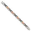 Lex & Lu Chisel Stainless Steel Black and Orange Rubber Bracelet 8.5'' - 3 - Lex & Lu